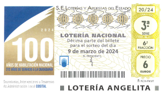 Lotería Angelita. Sorteo de Lotería Nacional. Sábado, 09 de Marzo del 2024